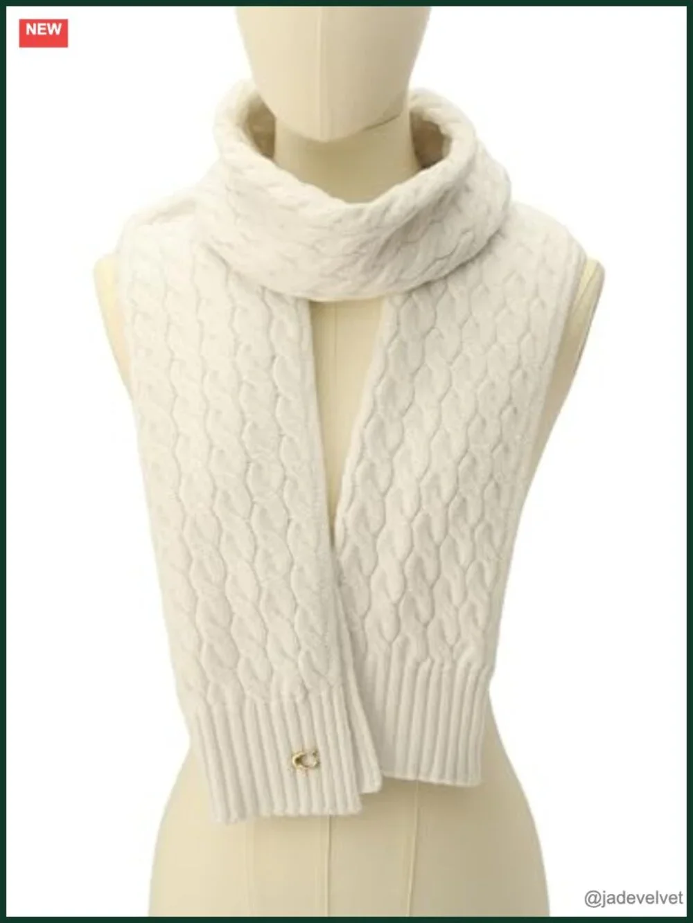 Cable Knit Scarf - Oversized Wool Blend with Fringe